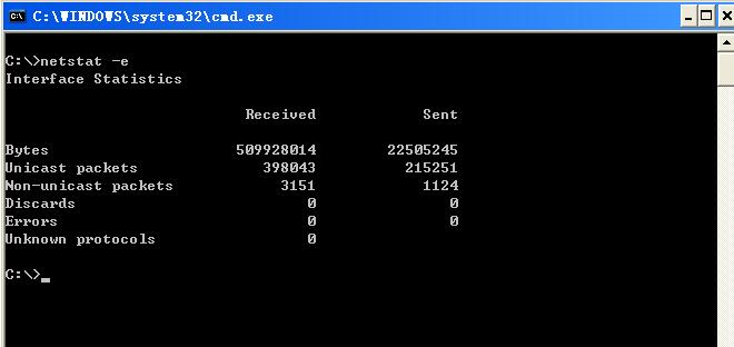 C:\>netstat -e
